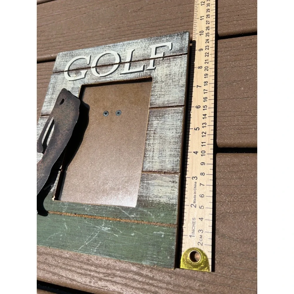 Golf Picture Frame Photo Holder‎ 4X6 Rustic Wood Farmhouse Metal 3D Tabletop